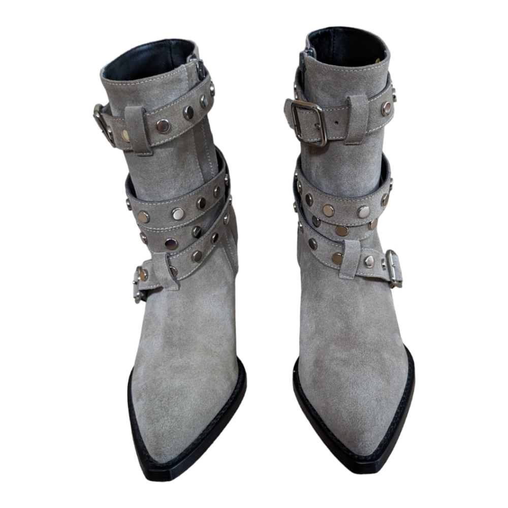 Iro Bonobal Wrap Around Strap Boots in Gray Suede Size EU 37 US 6.5 Like new - Picture 4 of 9
